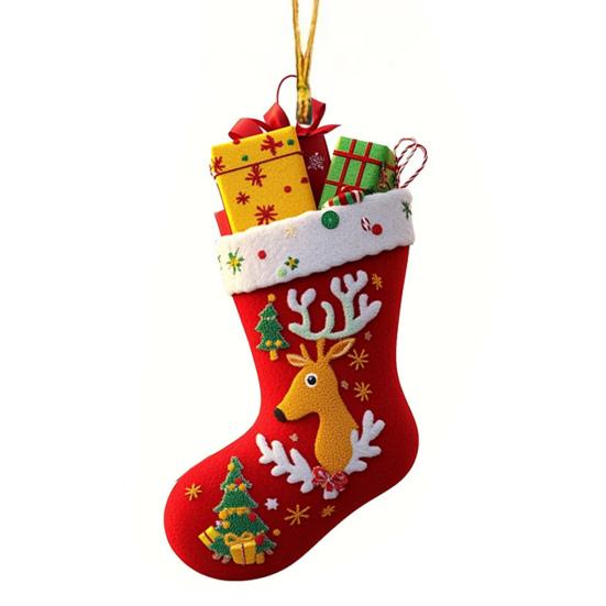 Yousheng Christmas Socks Santa Claus Red Hanging Ornament Acrylic Decorative Keychain Pendant Xmas Stockings Wall Decoration