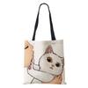 Холщовая сумка через плечо Мультяшный кот Женская Харадзюку Каваий Переработанная Большая вместимость Повседневная сумка 2022 Шопинг Складная сумка-тоут Сумка для книг KTY