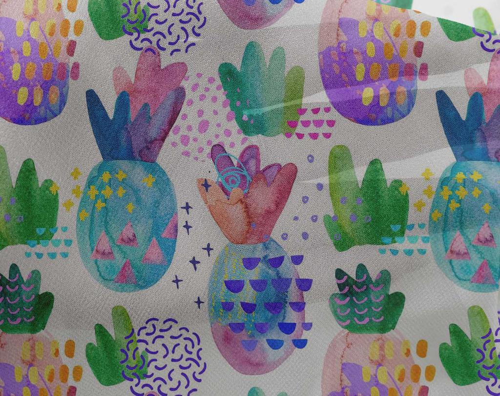 oneOone Жоржет вискозная светло-голубая ткань Вышивание ананаса Поделки Принты на тканях в ярдах 42 дюйма