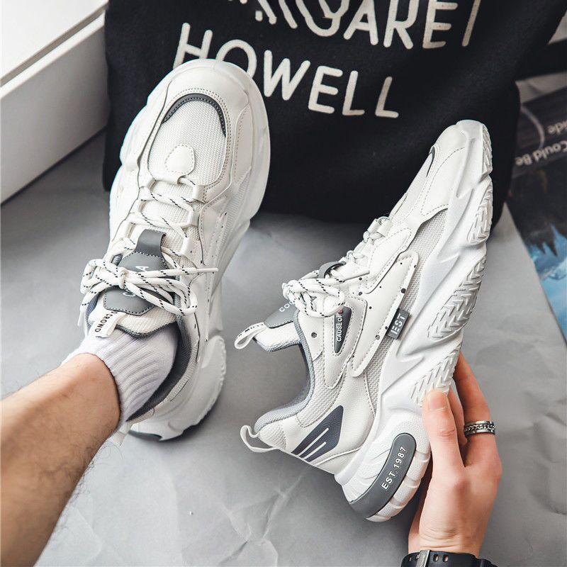 Spring Men's Shoes Breathable Mesh Shoes Men's Trend All Match Small White Shoes Platform Sports Shoes Casual Daddy Shoes