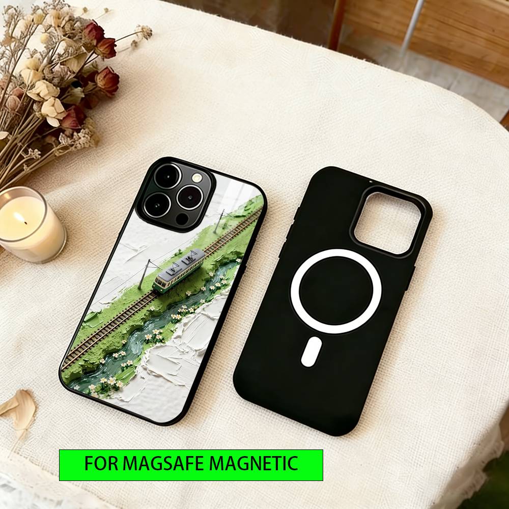 Монохромная масляная живопись Чехол для телефона для iPhone17,16,15,14,13,12,11 Plus,Pro Магнитный с Magsafe Беспроводная зарядка