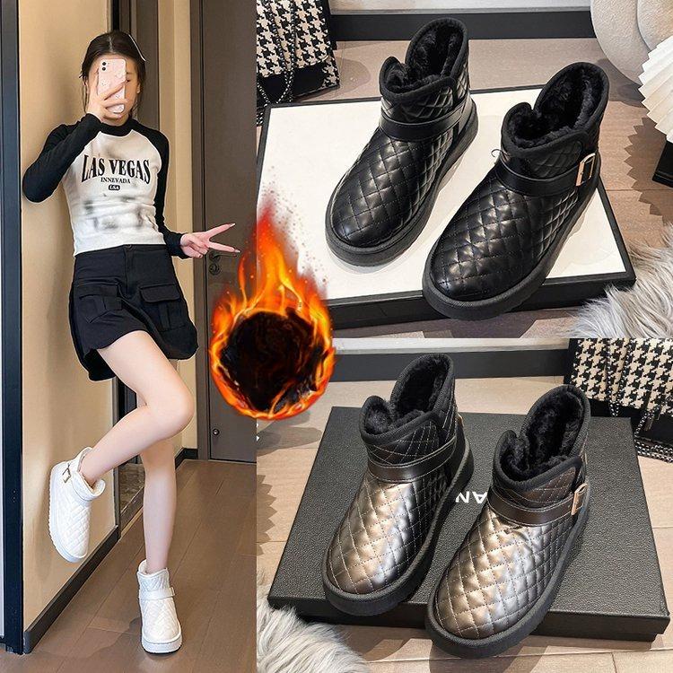 Женские зимние теплые ботинки с мехом, мягкой подошвой, большим размером, стремешком на одну ногу, нескользящие, спортивные хлопковые ботинки до щиколотки с подкладкой