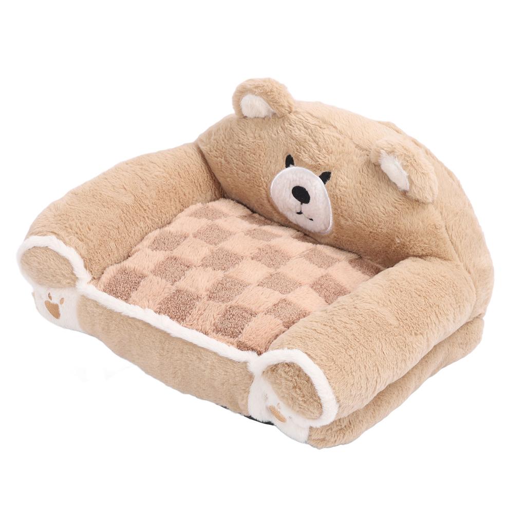 Brown Bear Pet Sofa Soft Warm Cat Couch Bed Multifunctional Dog Sofa Couch for Sleeping Relaxing