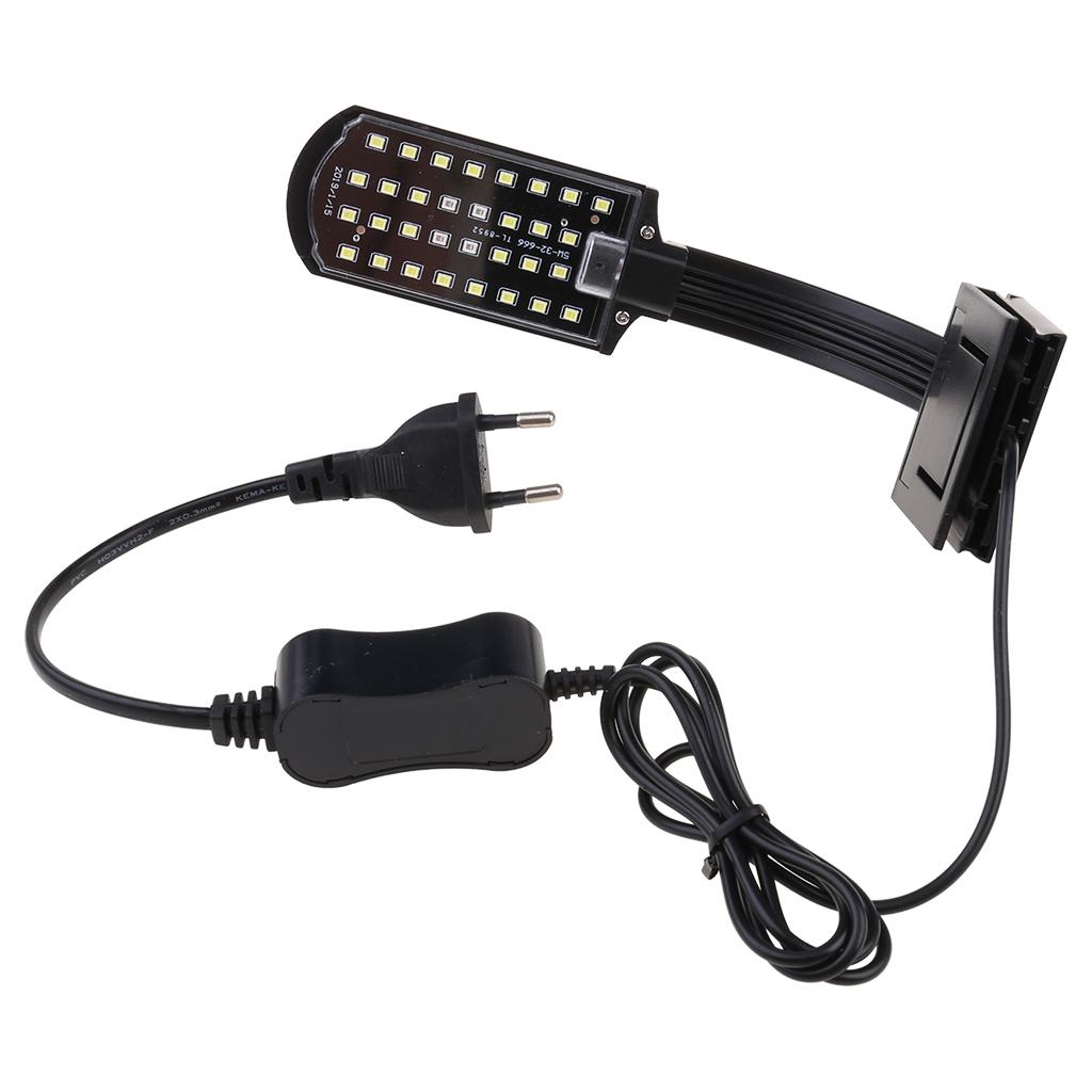 Aquarium Light LED Clip Light for Fish for Tank with Separate Power Switch 5W High Brightness White & Blue Lighting