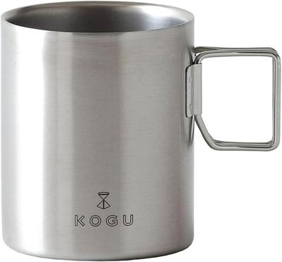 KOGU Кофейные инструменты Изготовлены из нержавеющей стали Можно мыть в посудомоечной машине Складная Полая Shimomura Kikaku Кружка с двойными стенками, 330 мл, Япония, Сталь, Безопасная, Ручка, С двойными стенками