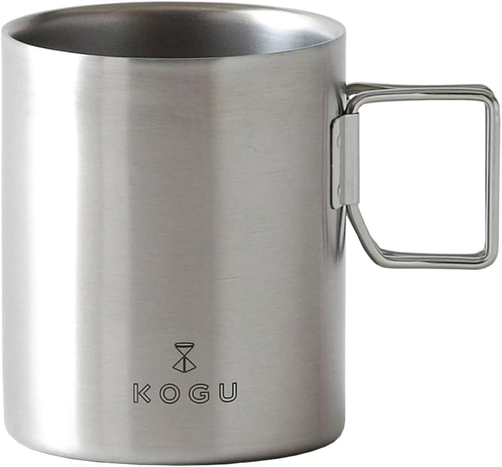 KOGU Кофейные инструменты Изготовлены из нержавеющей стали Можно мыть в посудомоечной машине Складная Полая Shimomura Kikaku Кружка с двойными стенками, 330 мл, Япония, Сталь, Безопасная, Ручка, С двойными стенками
