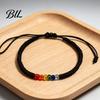 Simple Niche Style Bracelet Rainbow Beads for Men Women, Handmade Colorful Rice Bead Jewelry Braided String Bracelet, Adjustable Woven Rope Wristband