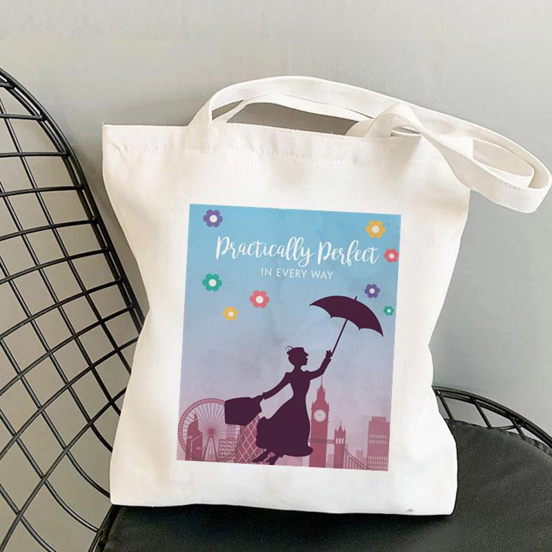 2021 Shopper Elegant Mary Poppins Kawaii Bag Harajuku Women Shopping Bag Canvas Shopper Bag Girl Tote Bag Shoulder Lady Bag