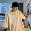 Short Sleeve T-shirt Men's Fashion Brand Summer Loose Half Sleeve 2024 New Internet Celebrity Fashion Ins Simple Printed Top