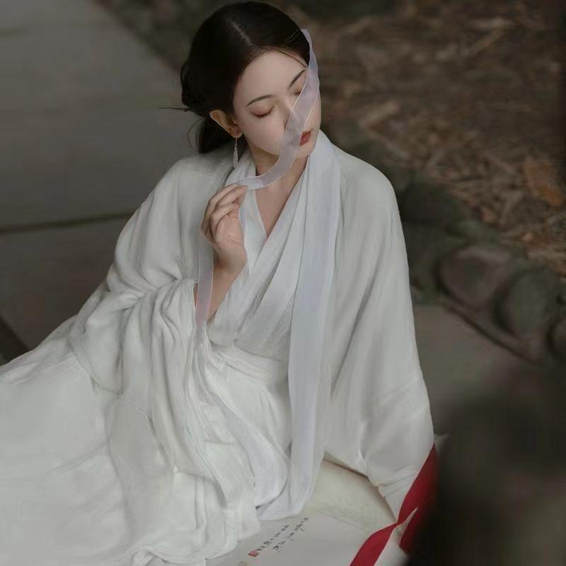 Элегантное женское танцевальное платье в китайском стиле с перекрестным воротником Hanfu для династий Вэй и Цзинь