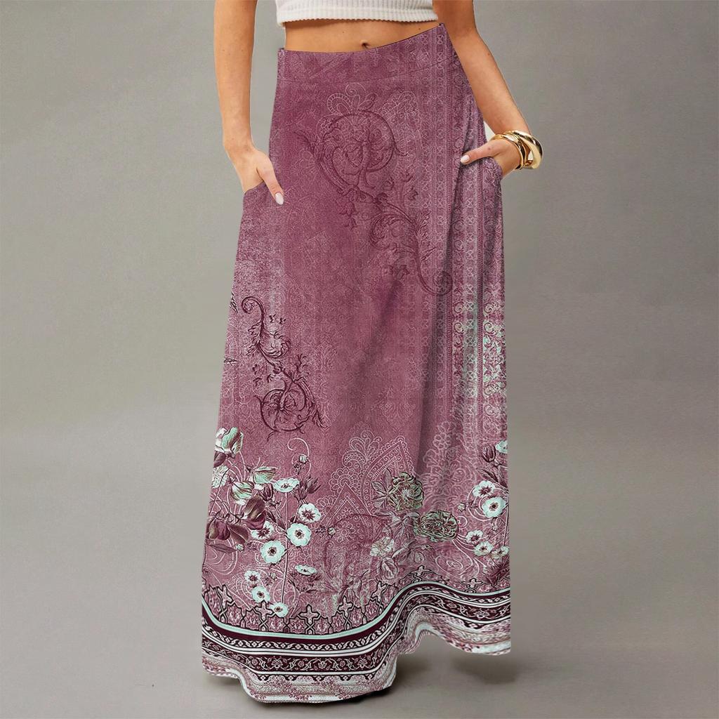 Женское струящееся платье макси, обычная повседневная летняя юбка в стиле бохо