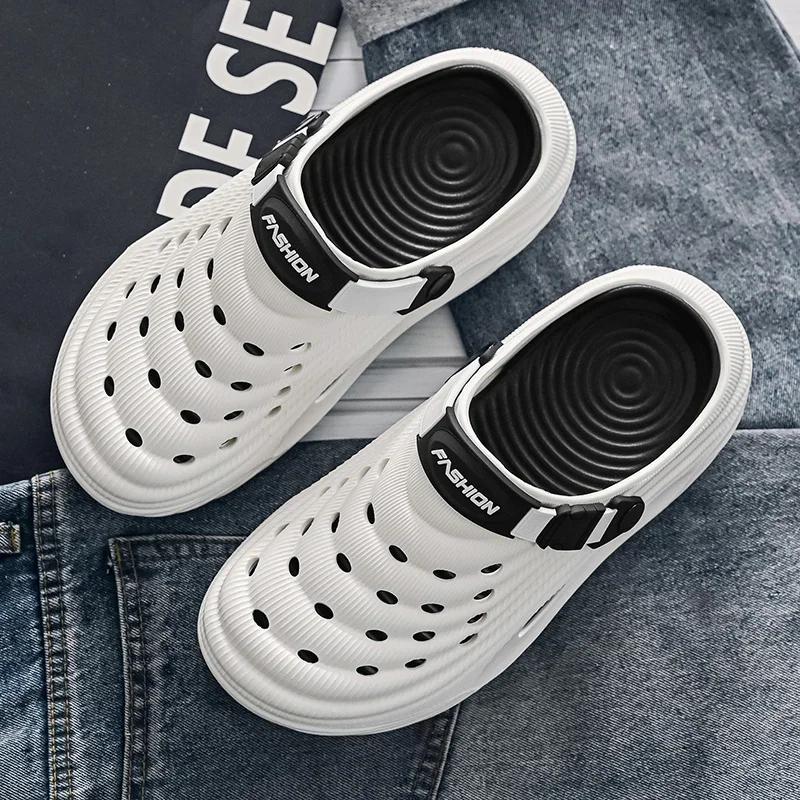 Summer Slippers for Men Driving Dual-Purpose Operating Room Baotou Clogs Soft Sole Outer Wear Home Casual Coconut Sandals