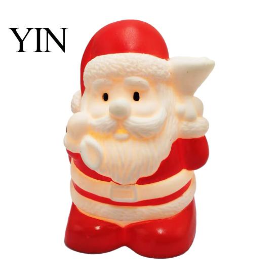 Cozy Nursery Night Lighting Christmas Light, Santa Snowman Elk Bell Figurine Lamp, Glowing Indoor Holiday Table Decorations LED Tabletop Decor,