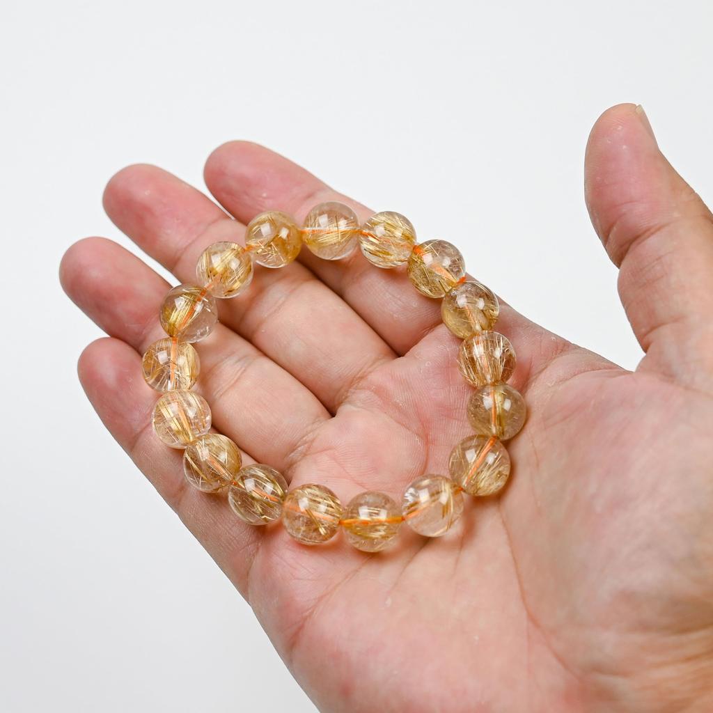 Ювелирный город Сёсэнкё Рутиловый кварц 17 см Внутренний камень силы для удачи и работы [Эйгадо] Браслет, Бусины 12,5 мм, Диаметр, Удача, Деньги,