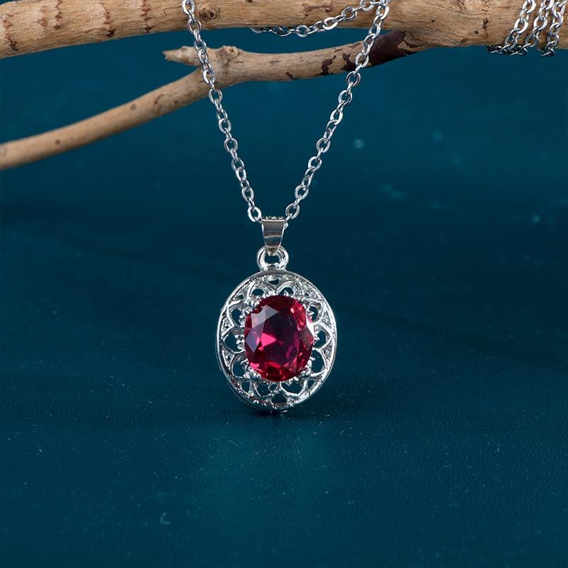 POMOiii Милые женские ожерелья с красным фианитом, простые стильные аксессуары для вечеринки, модное ожерелье с подвеской, ювелирные изделия