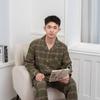 Парный вязаный пижамный комплект с начесом для осени/зимы - Стильная домашняя одежда для мужчин и женщин, подходит для ношения на улице