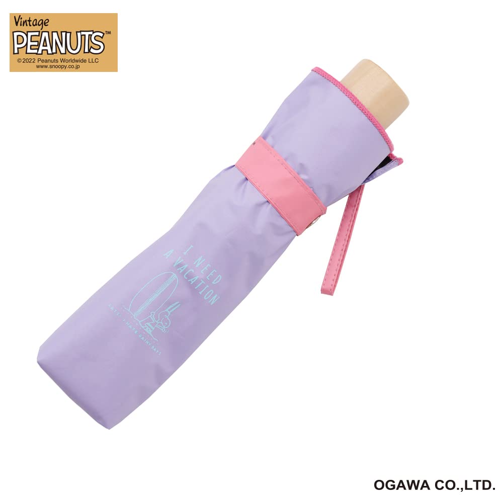 Складной зонт Ogawa Snoopy Parasol для женщин с защитой от ультрафиолета, защитой от тепла, водоотталкивающий, арахисовый, фиолетовый, розовый, 50 см, 6 спиц, 56169 99,9%