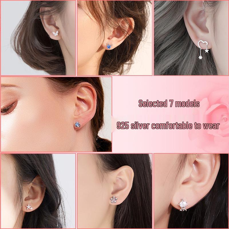 Набор серебряных серег-пусет и серег-подвесок из серебра 925 пробы с оленями: Шикарный рождественский и подарок на день рождения для девочек