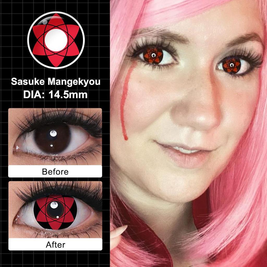 Crazy Lenses Magister Контактные линзы для Хэллоуина Красные контактные линзы для косплея Аксессуары для аниме Шаринган/Какаши Мангекё/Саске Гексаграмма