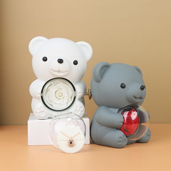 Подарочная коробка с консервированным медведем-обнимашкой и сумочкой, вечный цветок, вращающийся держатель для украшений в виде медведя для женщин на День святого Валентина