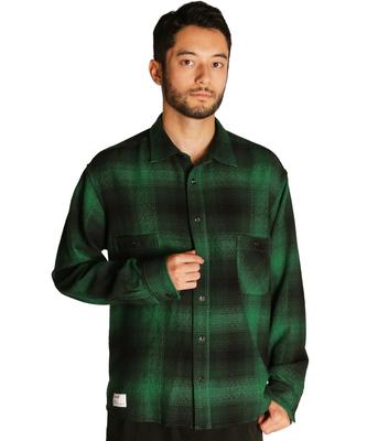 Рубашка Schott OMBRE CHECK CF LS, Мужская рубашка в стиле омбре с клеткой, Размер 2XL, 140см, Зеленый, 782-5220005