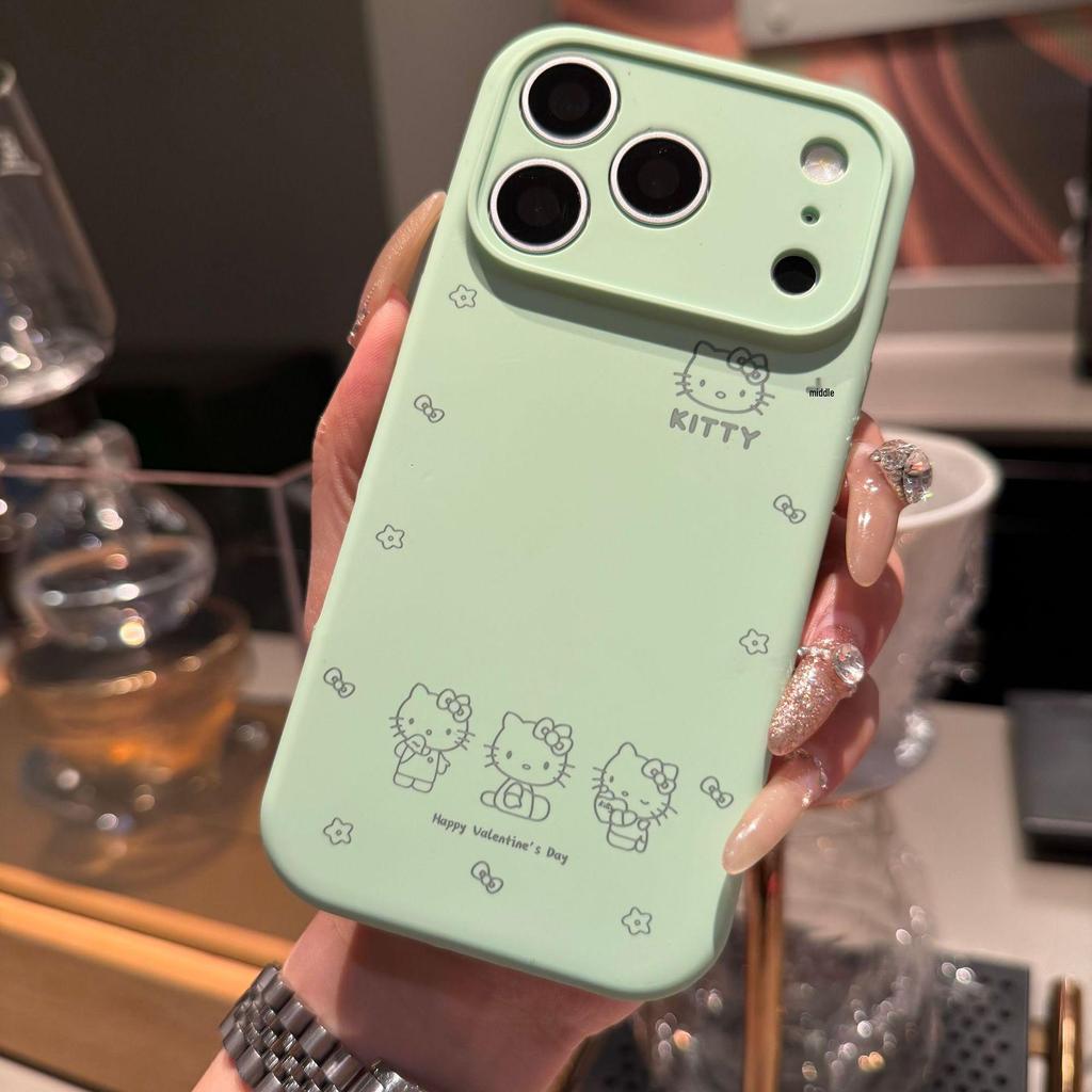 Чехол из жидкого силикона с милым котенком KT для iPhone 17 Pro Max - Полное покрытие, Защита от падений.