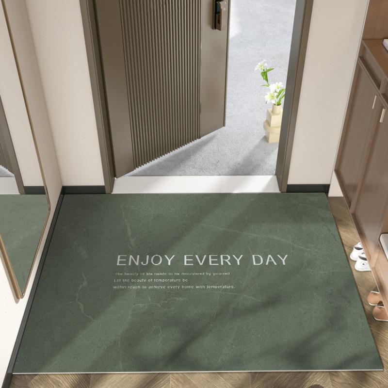 Современный коврик для прихожей 'Наслаждайся каждым днем', серо-оранжевая цветовая гамма, нескользящий коврик для декора входной двери дома