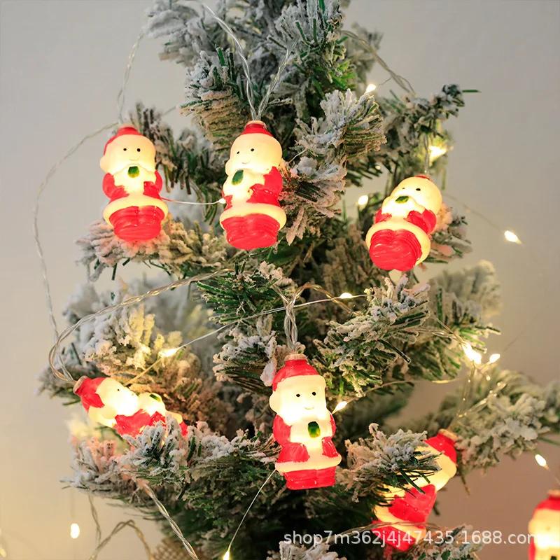 2025 Новый светодиодный рождественский декоративный светильник, гирлянда, снеговик, рождественская елка, Санта-Клаус, рождественская атмосфера, украшения, огни