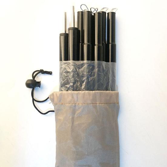 1 комплект опорного столба для навеса с сумкой для хранения, 10 секций, сверхпрочный металл, открытый пляж, пеший туризм, кемпинг, солнцезащитный гамак, брезент, опора для палатки, железный стержень