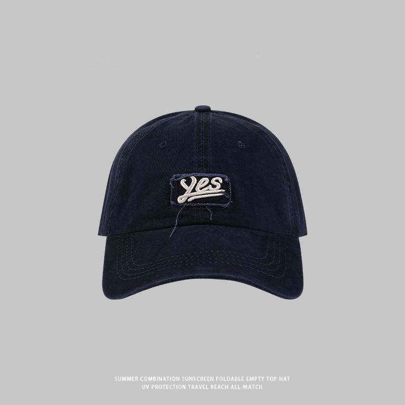 Выстиранная бейсболка с вышивкой и мягким верхом для женщин, осенняя новинка, универсальный солнцезащитный козырек, парная бейсболка