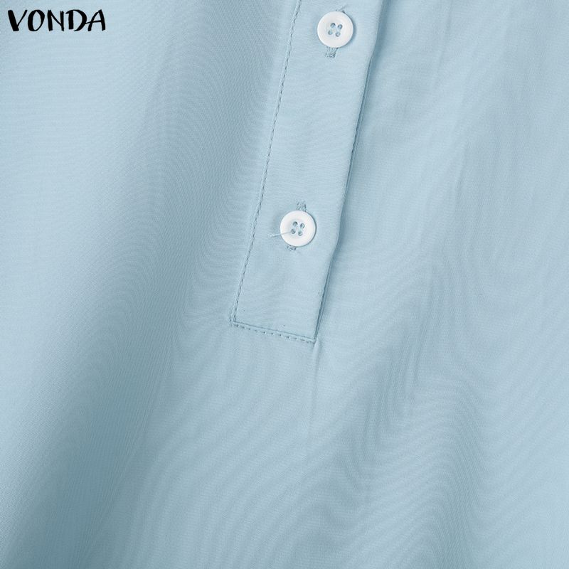 VONDA Женское повседневное мини-платье-туника с лацканами, длинными рукавами и застежкой на пуговицы