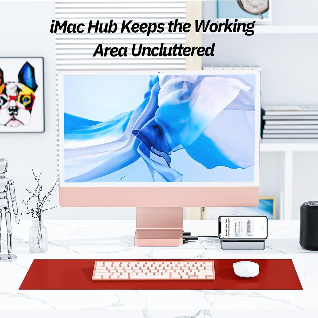 Minisopuru USB C Hub для iMac 24 дюйма iMac USB Hub поддерживает NVMe iMac Аксессуары для iMac iMac USB-адаптер с USB C USB A SSD 2021/2023, M.2 SSD,