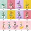 Women Bell Orchid Keychain With Bell Cute Crocheted Handbag Charms Wind Chimes Flower Keyring Bag Pendants Handmade Knitted