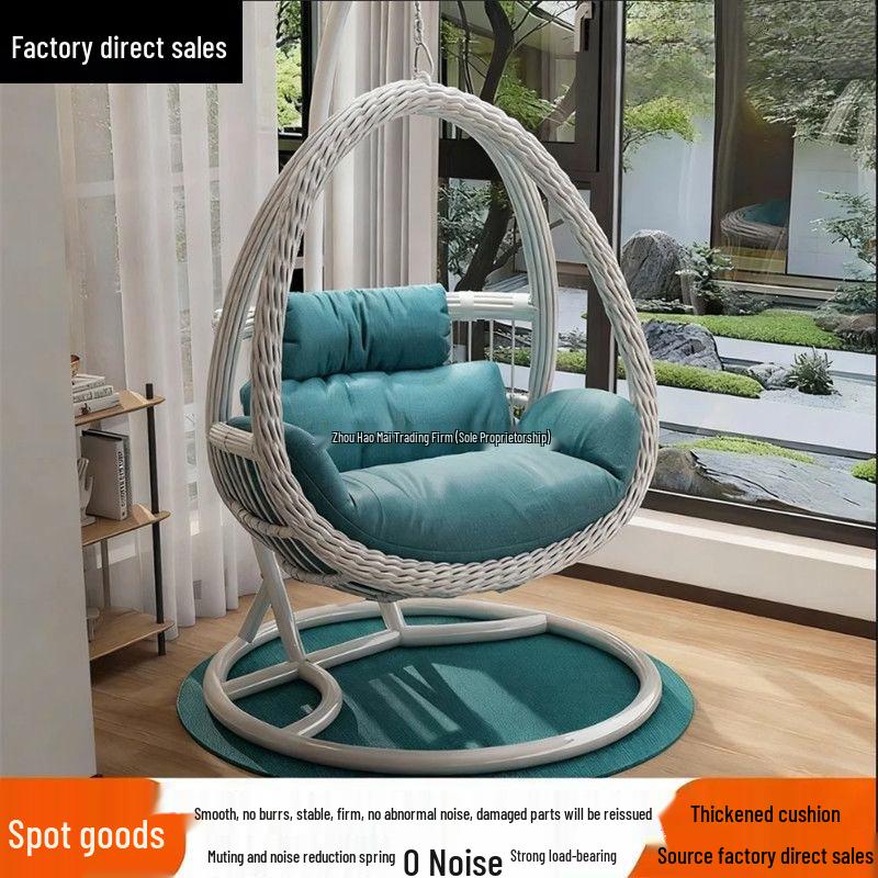 Double Rattan Hanging Basket Chair for Indoor/Outdoor Use