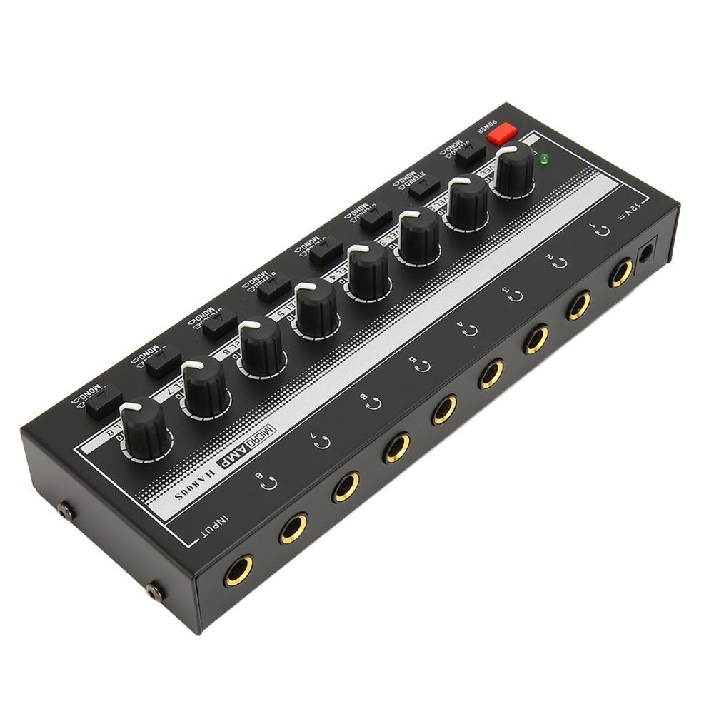 6.35mm Stereo Headphone Amplifier 1/4" TRS Input/Output Audio Mixer Studio Recording