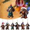 Christmas Cartoon Cute Dog Ornaments Dachshund Dog Hanging Decoration Xmas Tree Pendant Home Party Supplies Car Decor Gifts