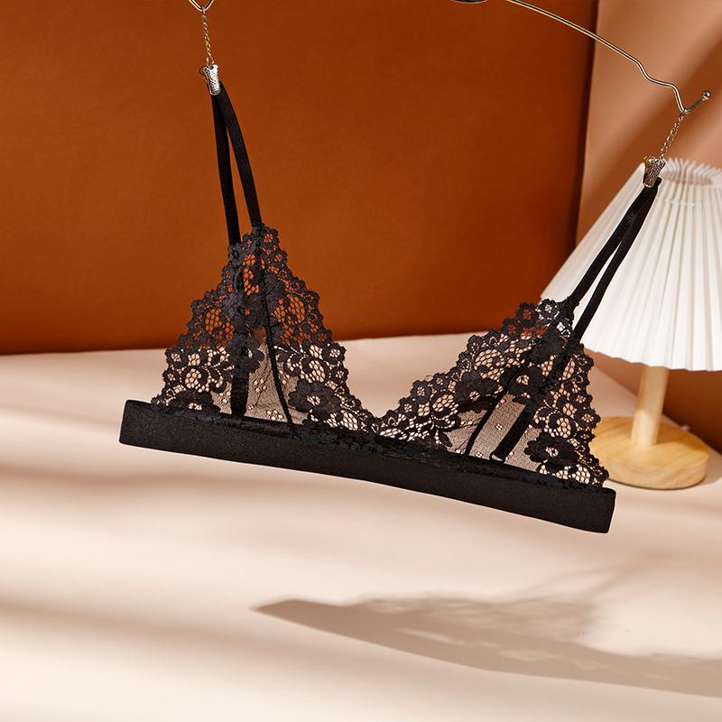 Кружевной бюстгальтер без стального кольца, тонкий, без подкладки под грудь, глубокий V-образный вырез, кружевной цветочный сексуальный бюстгальтер, лифчик-бралетт, нижнее белье