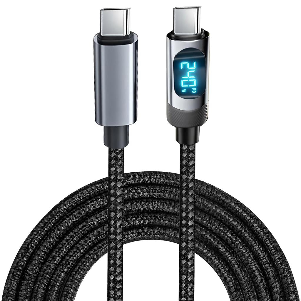 240 Вт PD USB C на USB C Кабель со светодиодным дисплеем Быстрая зарядка для Samsung Xiaomi Vivo Realme Motorola Type C Зарядный кабель