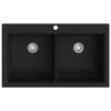 VidaXL Inset Kitchen Sink with 2 Bowls In Black Granite Hand Wash Basin 141675