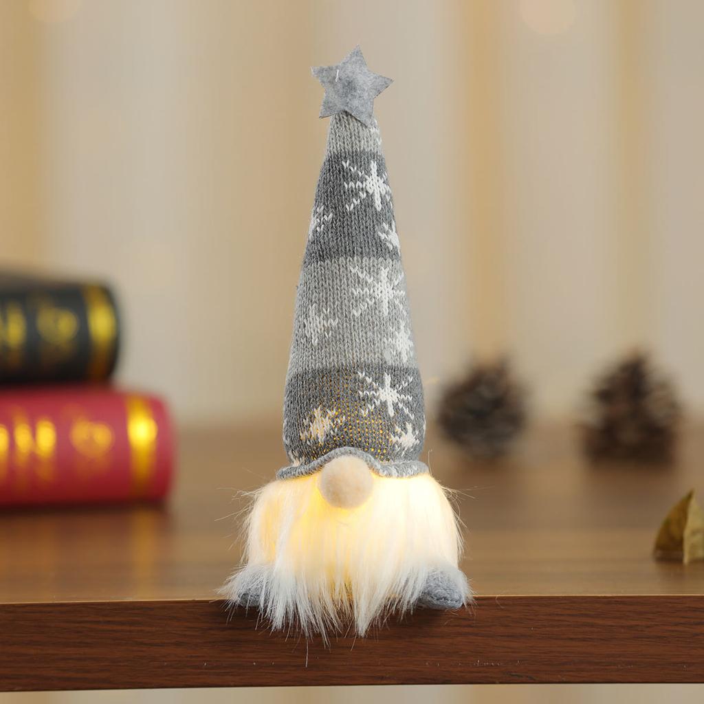 Рождественские безликие куклы-гномы, украшения, светодиодная подсветка, плюшевые вязаные поделки, подвеска на елку, рождественские украшения, дом, детский подарок