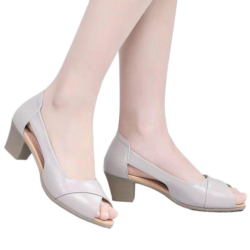 2024 Высококачественная женская обувь с открытым носком, женские босоножки, модные, неглубокие, для офиса и карьеры, новые босоножки с открытым носком и каблуком, Zapatos