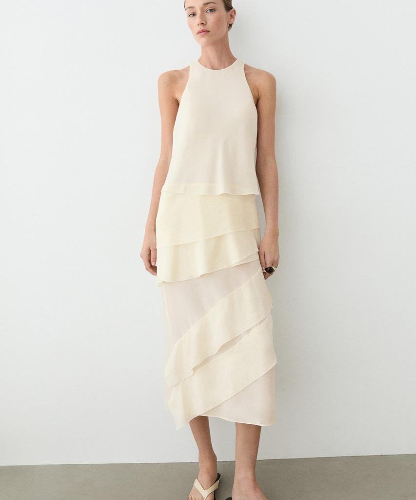 Masimodutti Frill Fluid Midi Dress