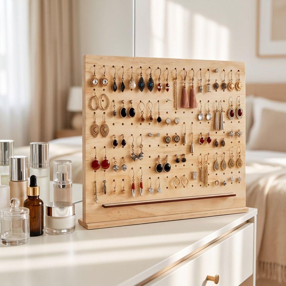 Wood Earring Holder With Base Jewelry Display Board Ornaments Jewelry Storage Rack Bedroom