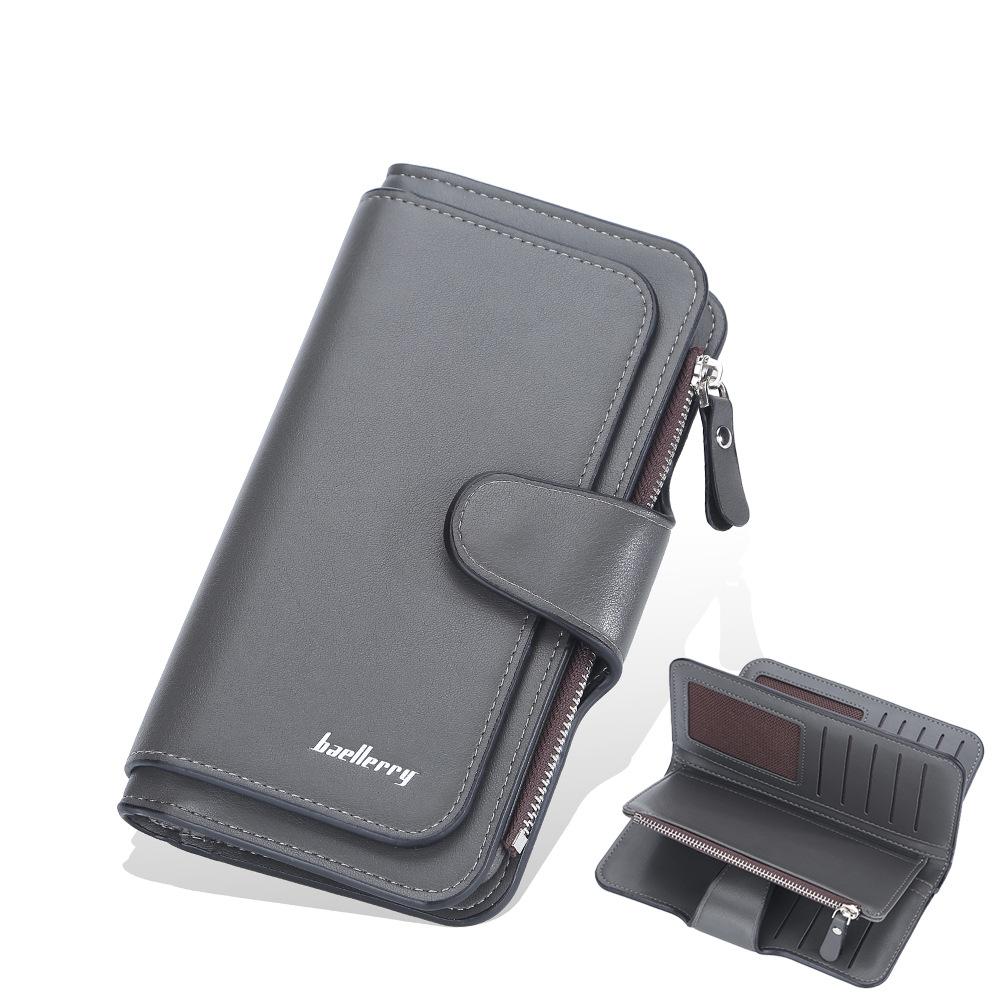 Baellerry Мужской и женский длинный кошелек на кнопке кошелек с несколькими отделениями для карт бумажник тройного сложения футляр для купюр унисекс сумка для сотового телефона на молнии кошелек для монет