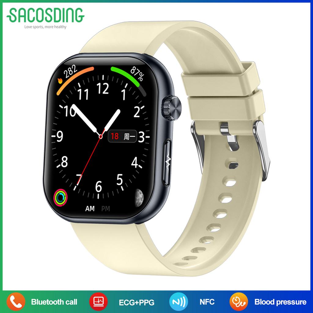SACOSDING Женские умные часы с экраном Amoled для мужчин, для активного отдыха, Bluetooth, для звонков, ЭКГ, для мониторинга здоровья, для спорта, фитнес-трекера, умные часы