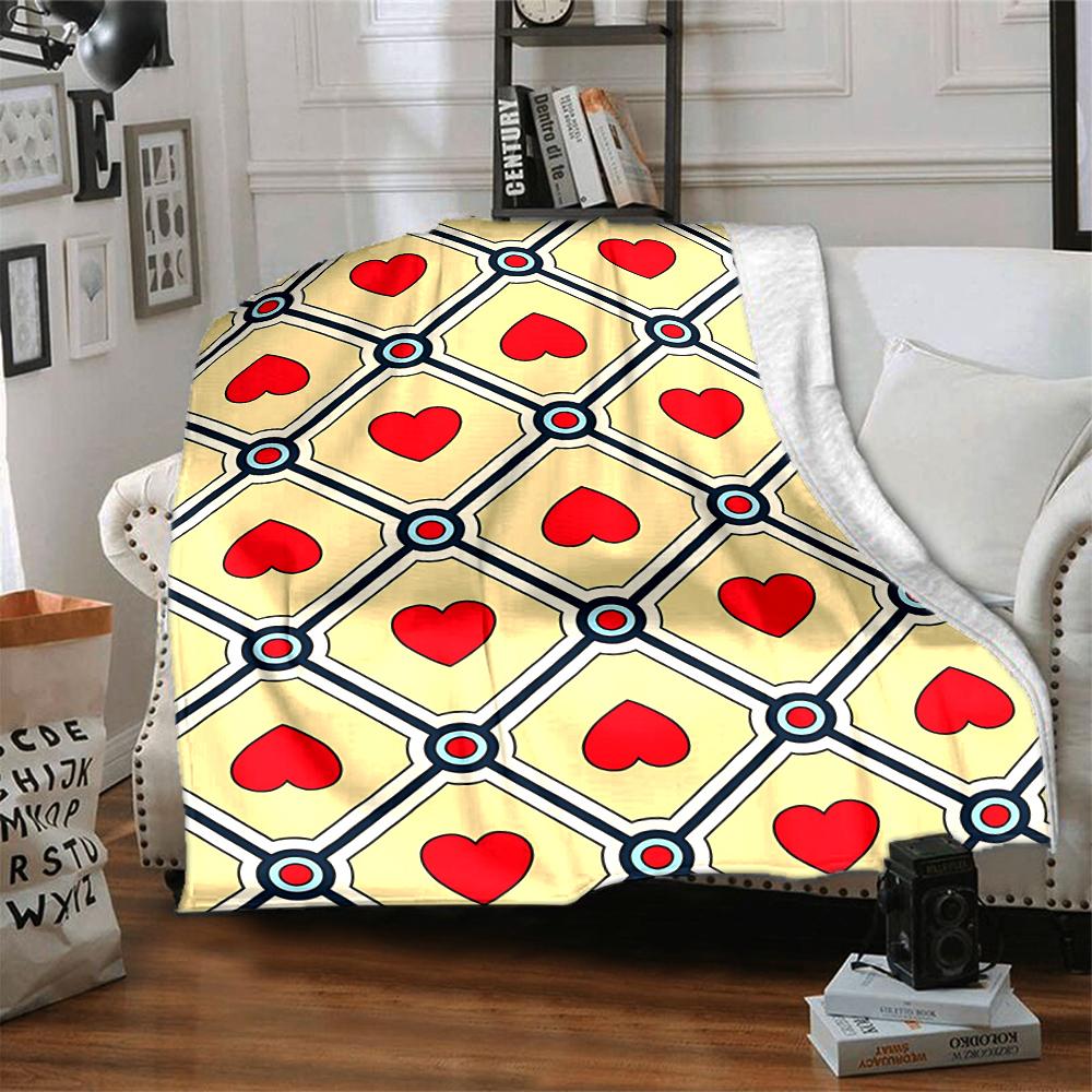 1Pc Heart Flannel Blanket, Soft And Comfortable, Casual Warm, Camping Travel, Christmas, Halloween Xmas Gift. G1256