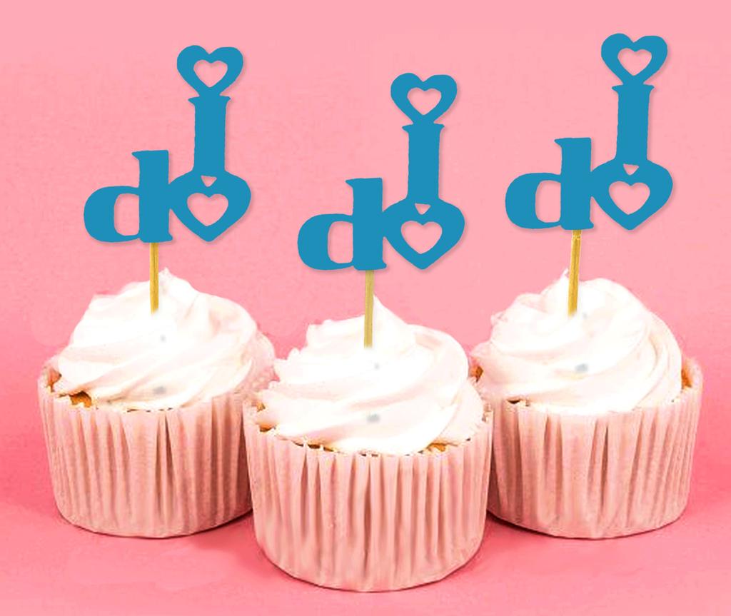 Darling Souvenir Wedding I Do Cupcake Toppers Party Dessert Decorations - Pack Of
