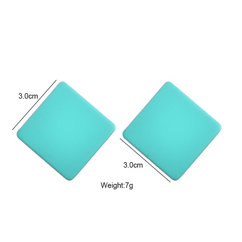 Fashion Candy Color Square Stud Earrings For Women Geometric Big Blue Red Black Frosted Paint INS Korean Solid Acrylic Earrings
