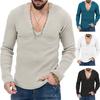 Men Knit Sweater Deep V Neck Ribbed Long Sleeves Solid Color Slim Fit Soft Warm Fall Winter Casual Male Pullover Top Sweatshirt Knitwear