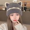 Keep Warm Cat Ear Beanie Thicken Knitted Beanie Soft Knitted Woolen Hat  Winter